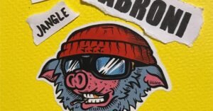 Jingle Jangle Jabroni PIGDOG EP cover art featuring illustrated pig with sunglasses and red beanie on yellow background.