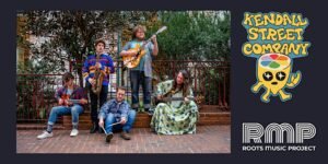 Kendall Street Company band photo with instruments, promoting their September 10, 2025 concert at Roots Music Project in Boulder, Colorado
