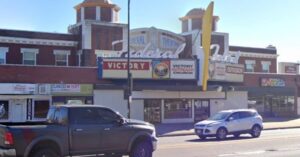 Historic Federal Theatre Denver exterior photo of the building and marquee before reopening