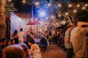 Larimer Lounge Denver patio with people enjoying live music and nightlife