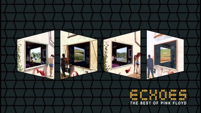 Pink Floyd Echoes album cover featuring recursive window artwork by Storm Thorgerson