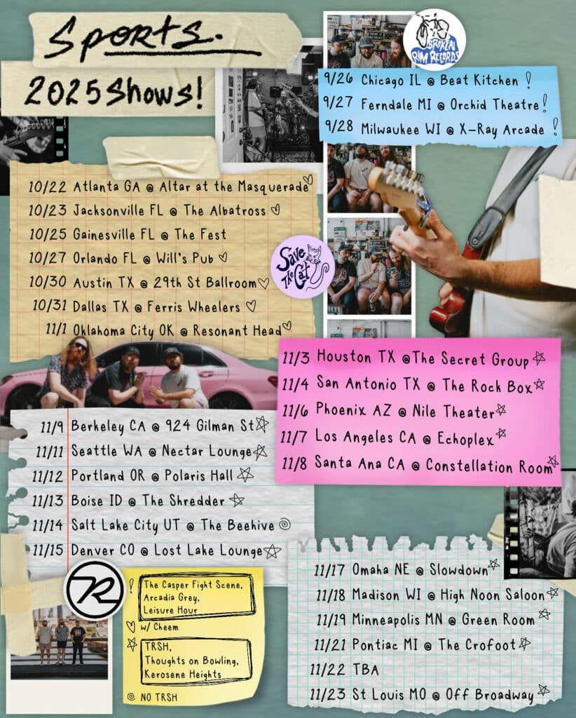 Sports Demon Daze 2025 reunion tour poster with U.S. dates including final show in St. Louis at Off Broadway