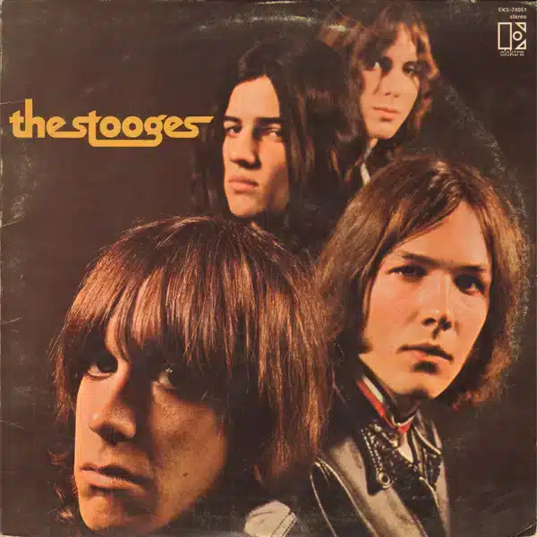 The Stooges’ 1969 debut album cover featuring Iggy Pop, Ron Asheton, Scott Asheton, and Dave Alexander