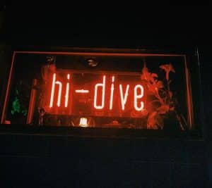 Red neon Hi-Dive Denver live music venue
