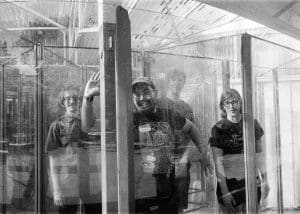 Broken Record Denver band posing together in Denver ahead of their 2025 album release show at the Skylark Lounge