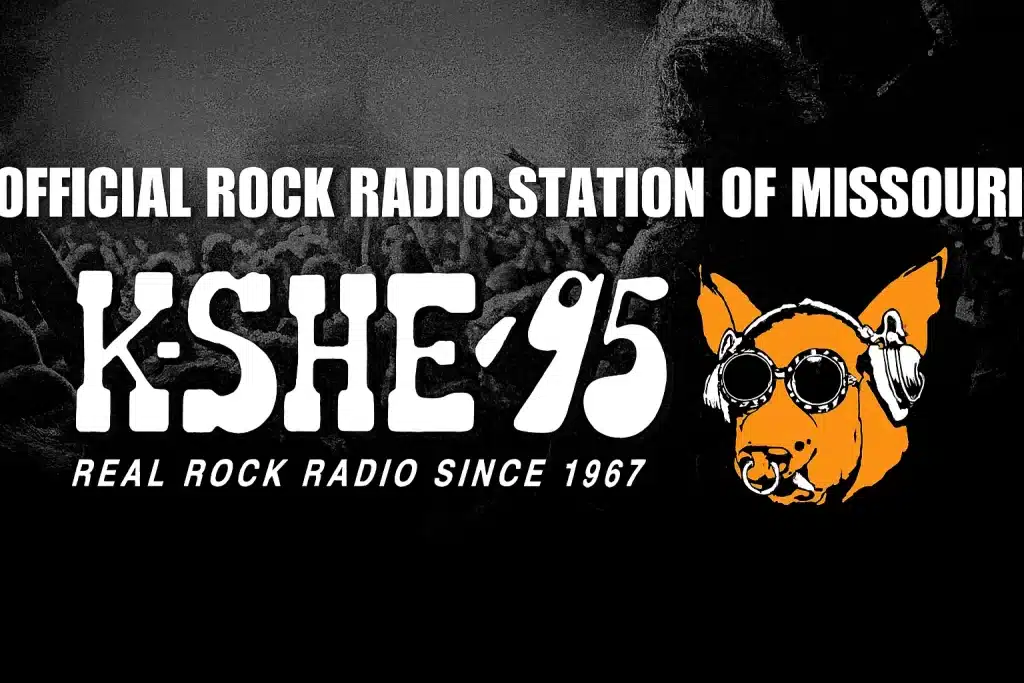 KSHE 95 St. Louis logo with Sweetmeat the pig and text declaring it the official rock radio station of Missouri.