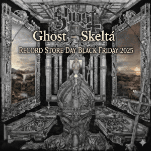 RSD Black Friday Ghost Skeletá 2025 album artwork featuring ornate black-and-white illustration of Papa V