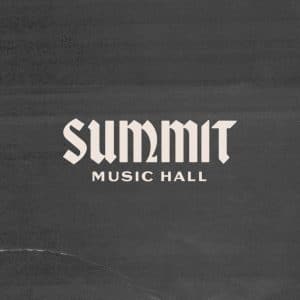 Official logo for Summit Music Hall Denver featuring stylized gothic typography on a dark textured background